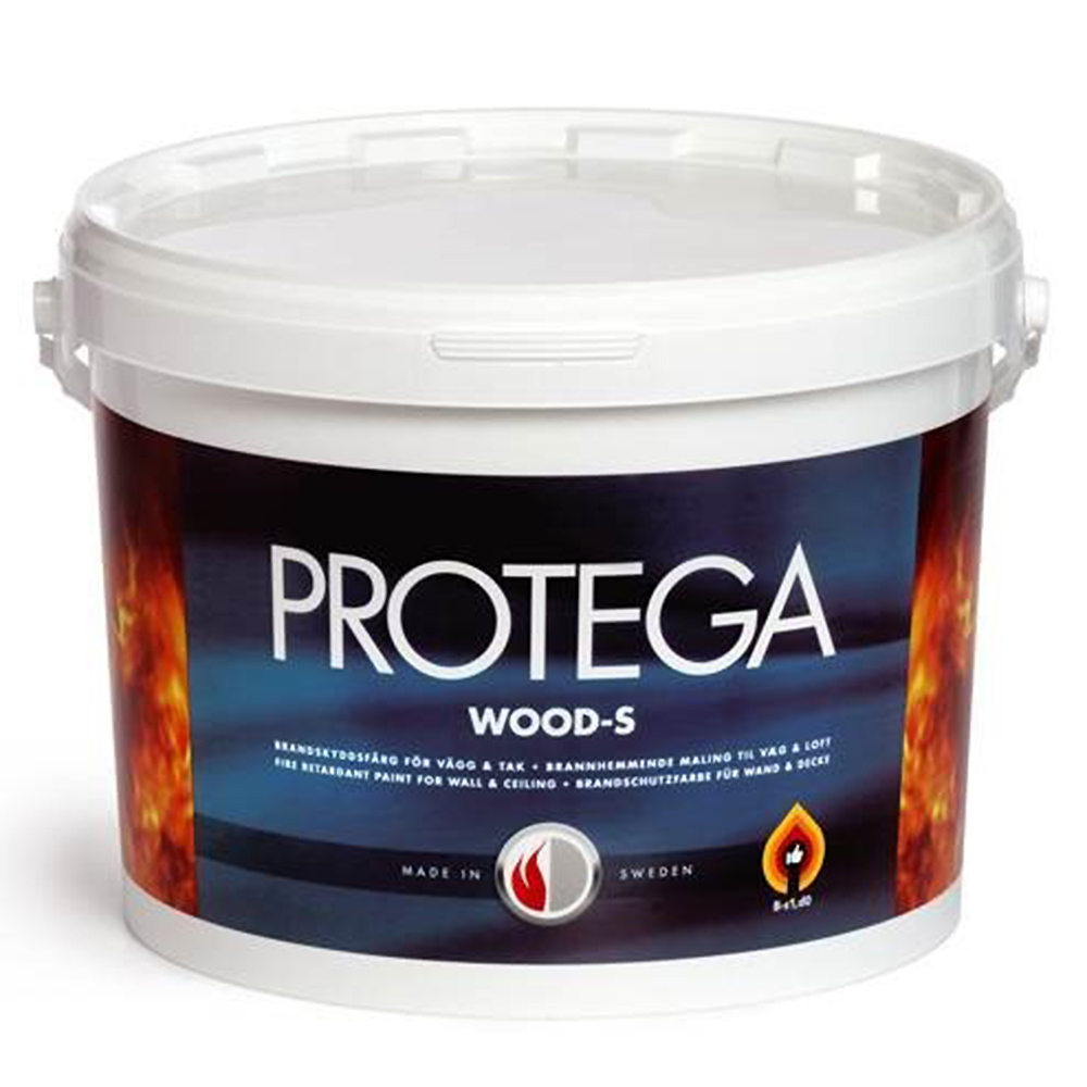 Protega Wood S brythvit, brannbeskyttende maling
