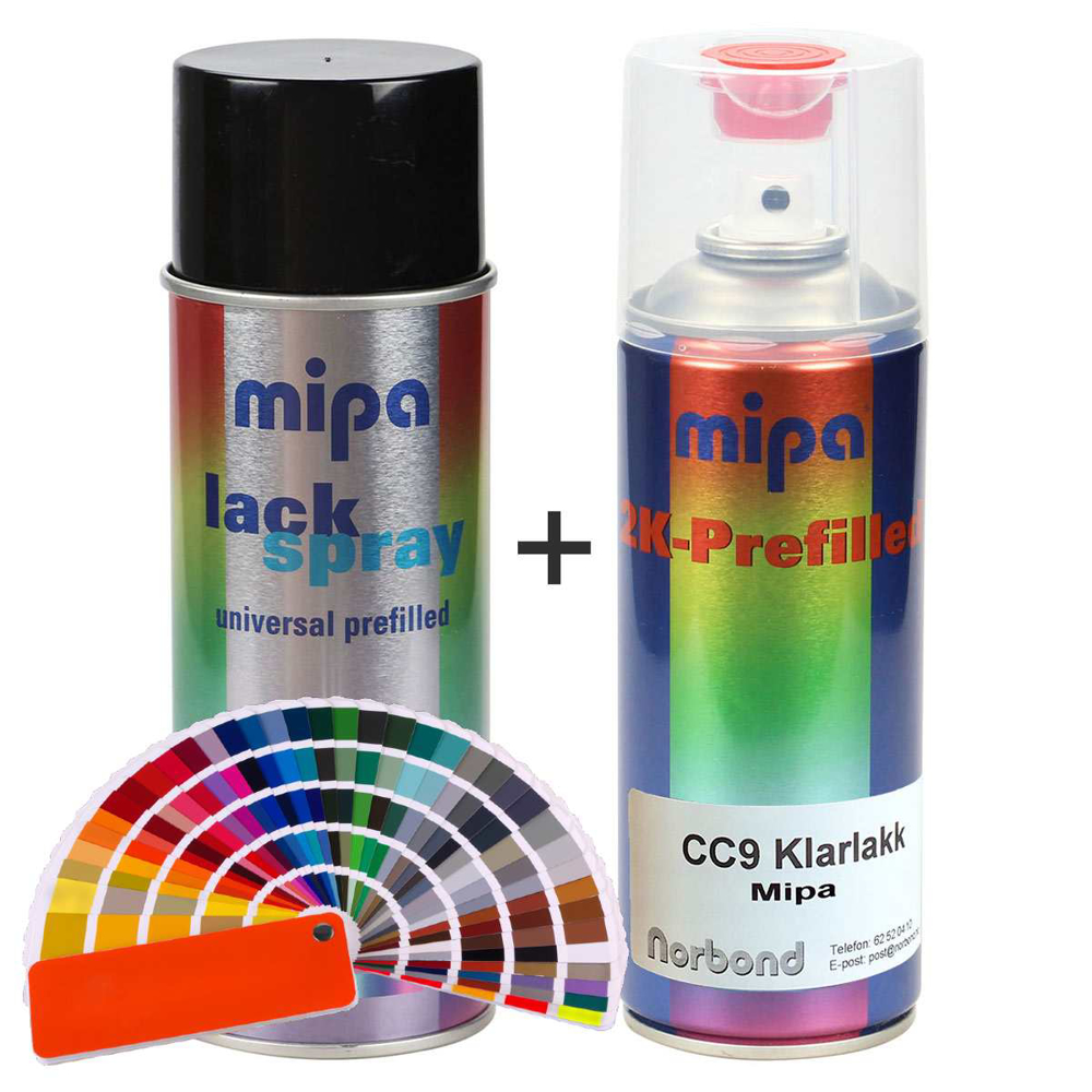 Billakk 1K base coat (BC) Spray i valgfri farge + klarlakk CC9 Premium, Mipa