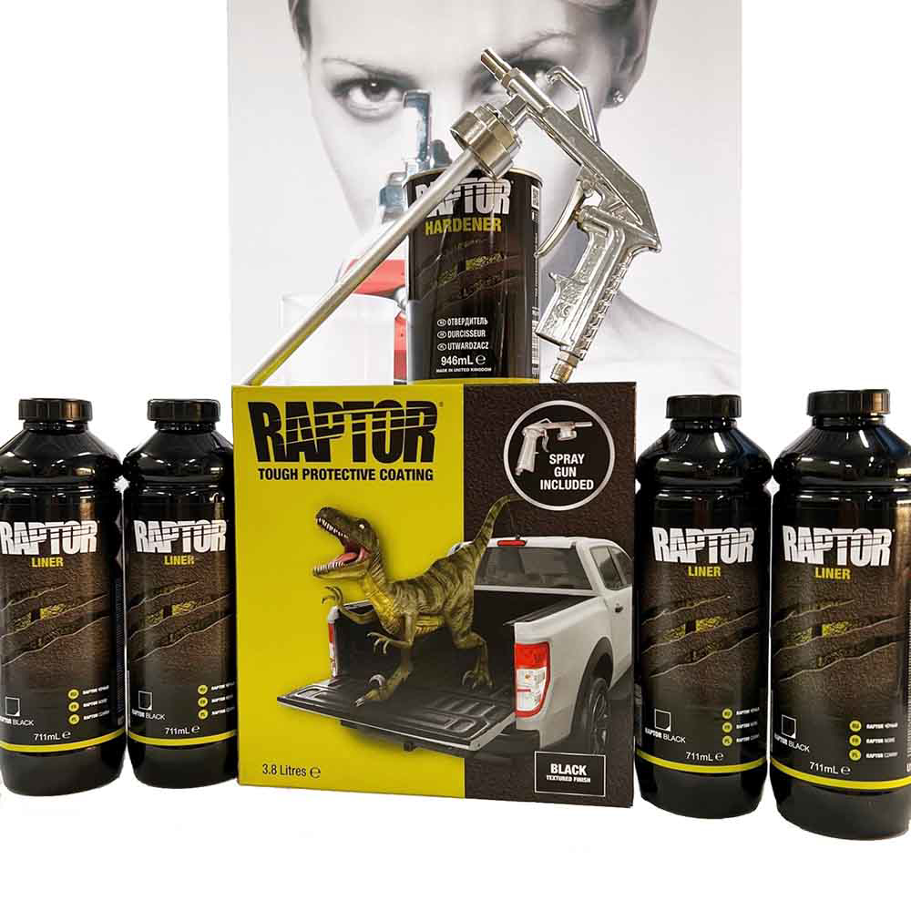 Raptor Bedliner kit, farge Svart inkl. pistol